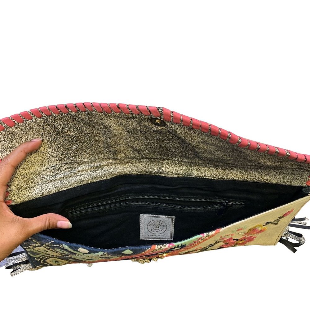 *Double D Ranch Tan & Pink Fringe Clutch Large - Picture 4 of 5